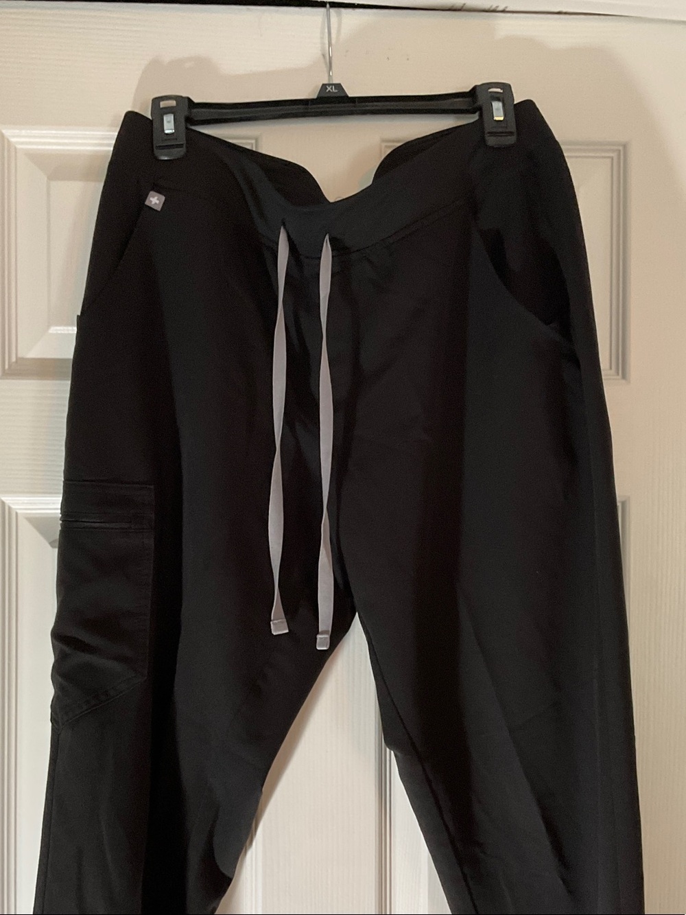 Figs Black Jogger uniform pants with White Drawstring